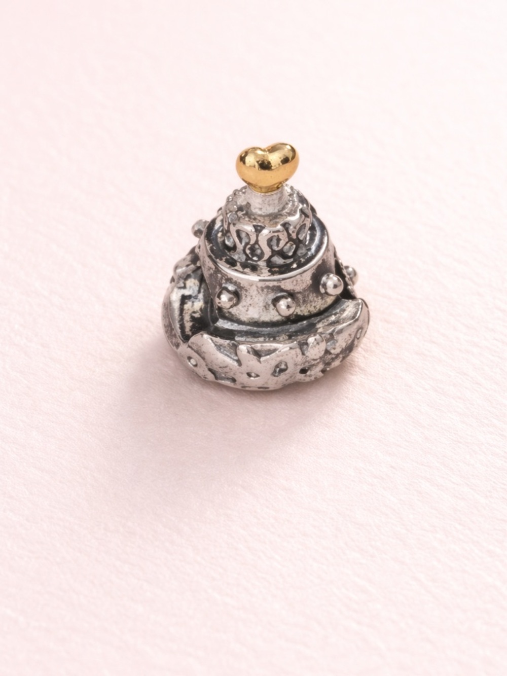 Pandora Crown Charm 14K Gold Heart Sterling Silver Two Tone S925 ALE RETIRED